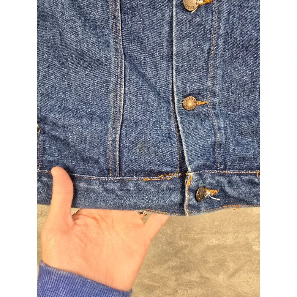 Vintage Rustler Denim Jacket Men XL Blue Trucker Coat Heavy Button Front